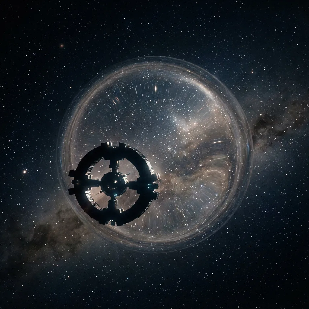 Endurance spaceship approaching a wormhole